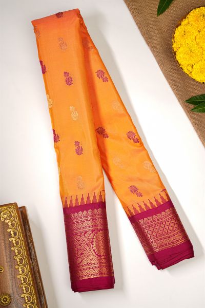 Gadwal Silk Light Orange Saree