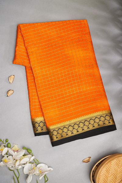 Mysore Crepe Orange Saree
