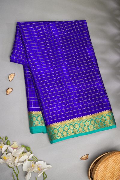 Mysore Crepe Royal Blue Saree