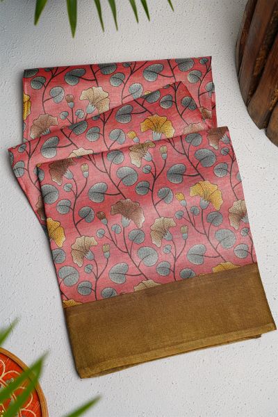 Fancy Tussar  Onion Pink Saree