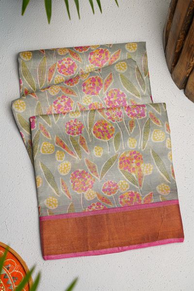 Fancy Tussar Light Grey Saree