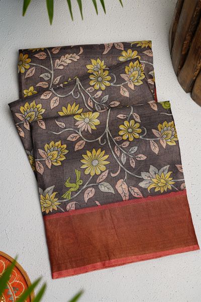 Fancy Tussar Grey Saree