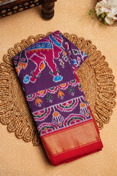 Ikat Silk Royal Blue saree