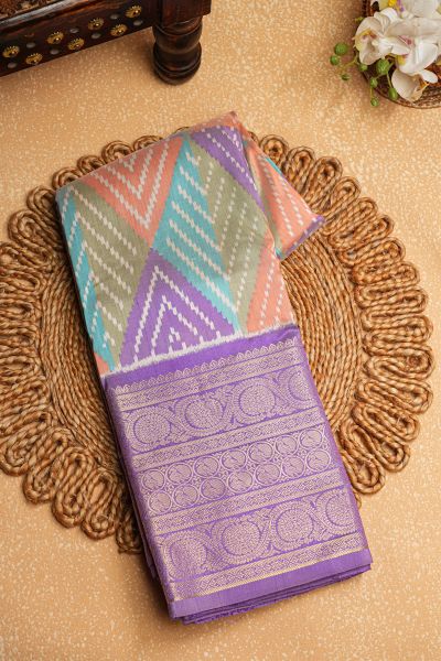 Ikat Silk Multi Colour Saree