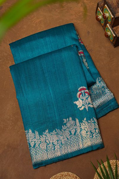 Fancy Matka Silk Teal Blue Saree