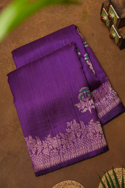 Fancy Matka Silk Purple Saree