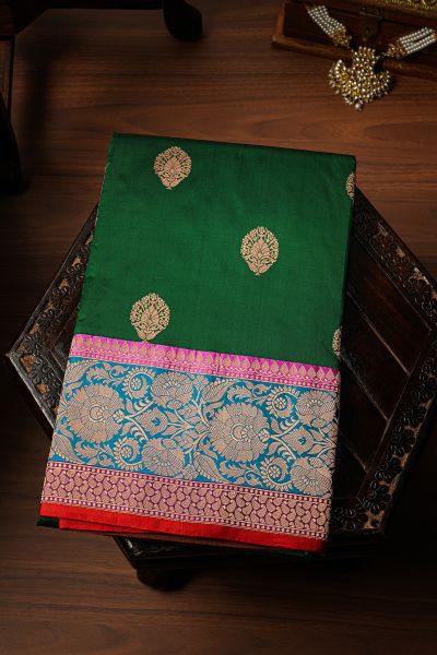 Banarasi Kathan Silk Green Saree