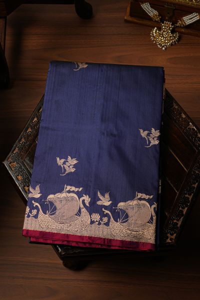 Banarasi Kathan Navy Blue Saree
