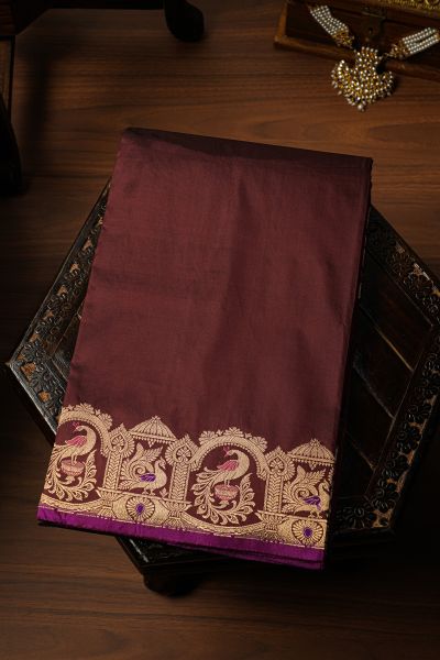 Banarasi Kathan Silk Brown Saree