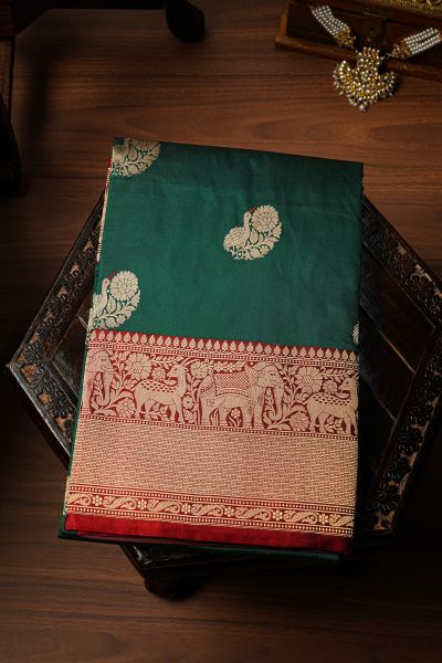 Banarasi Kathan Silk Green Saree