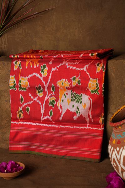 IKat Silk Red Saree
