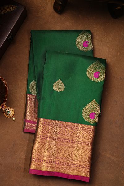 Coimbatore Soft Silk Bottle Green Saree