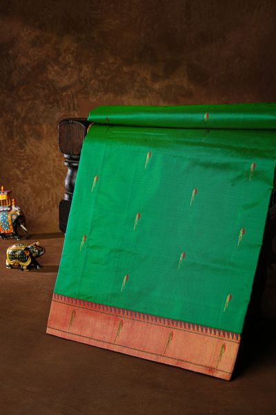 Paithani Silk Rama Green Saree