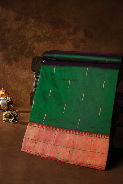 Paithani Silk Bottle Green Saree