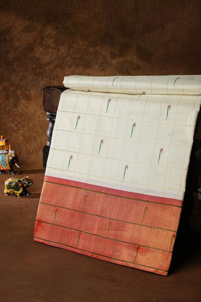 Paithani Silk Off White Saree