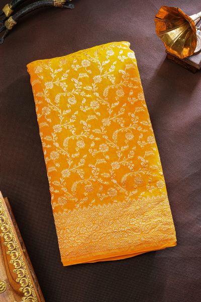 Banarasi Georgette Orange Saree