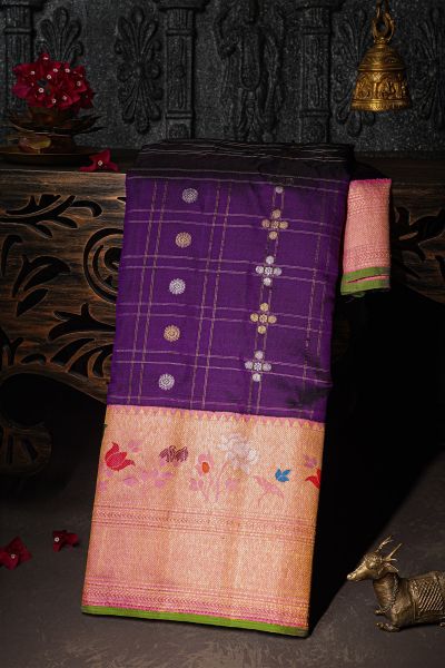 Gadwal Silk Navy Blue Saree