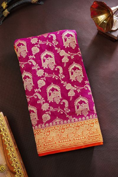 Banarasi Georgette Magenta Saree
