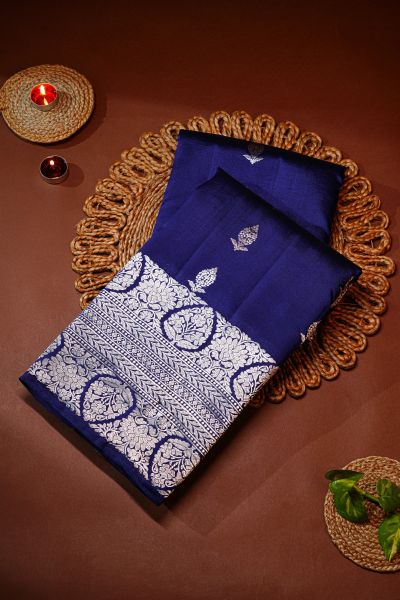 Fancy Silk Navy Blue Saree