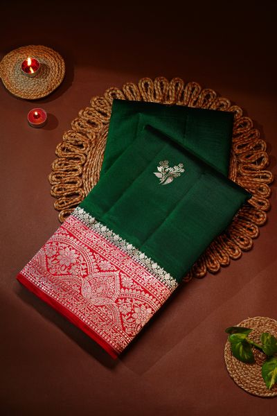 Fancy Matka Silk Bottle Green Saree