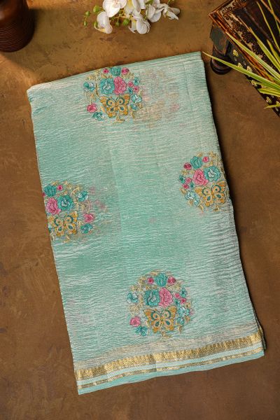 Fancy Organza Blue Saree