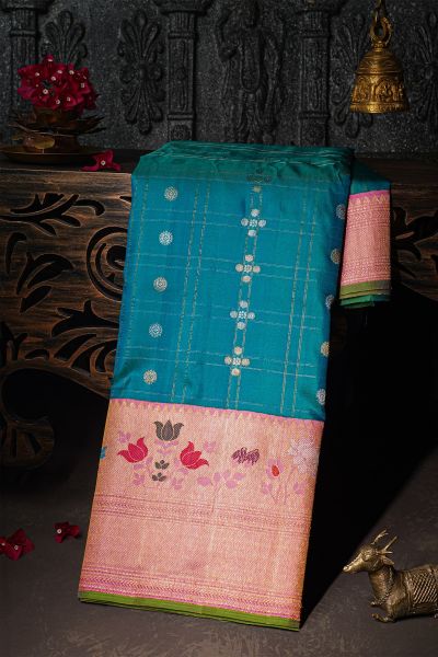 Gadwal Silk Sea Blue Saree