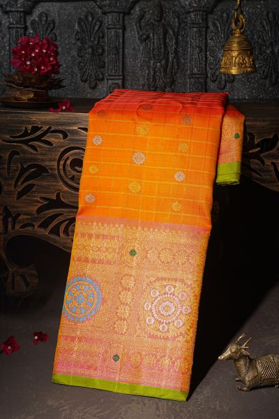 Gadwal Silk Orange Saree