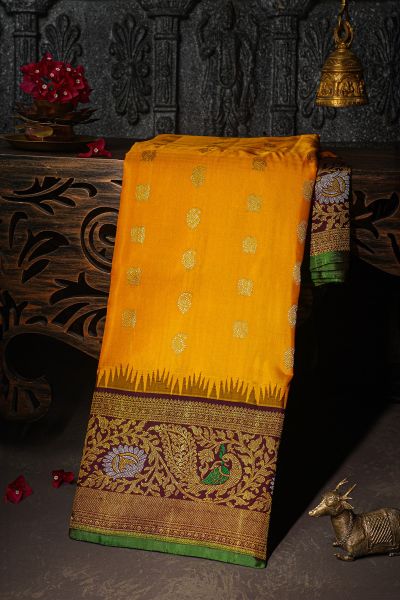 Gadwal Silk Yellow Saree