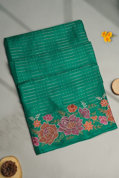 Designer Tussar Sea Green Saree