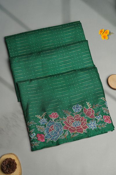 Designer Tussar Green Saree