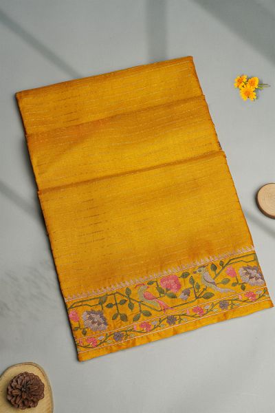 Designer Tussar Mustard Saree