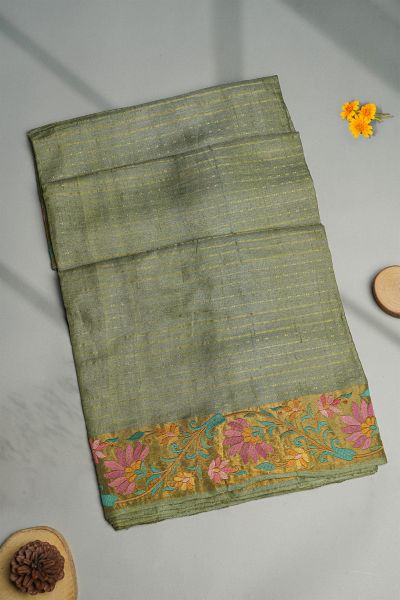 Designer Tussar Grey Saree