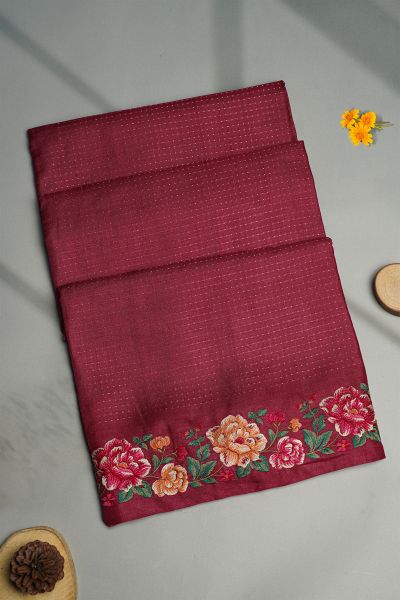 Designer Tussar Maroon Saree