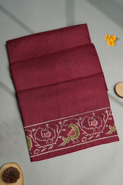 Designer Tussar Maroon Saree