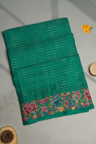 Designer Tussar Green Saree