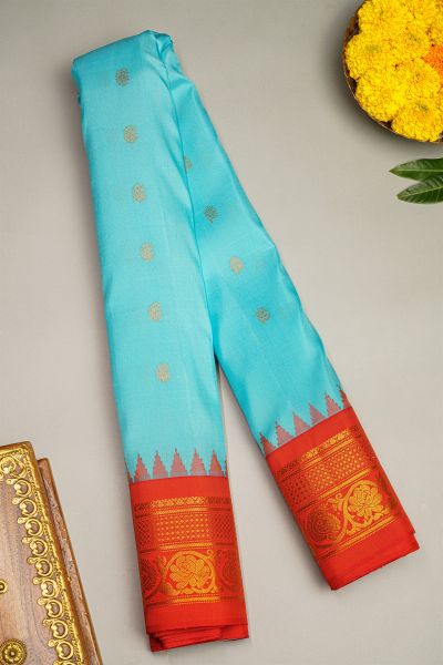 Gadwal Silk Sky Blue Saree