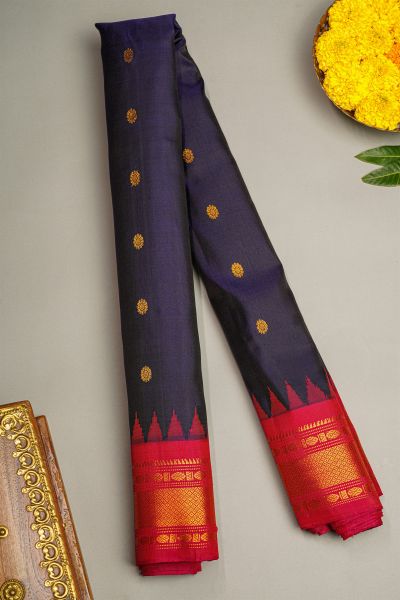 Gadwal Silk Navy Blue Saree