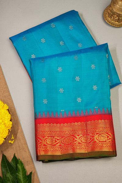 Gadwal Silk Sky Blue Saree