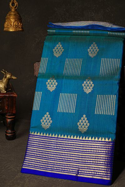 Venkatagiri Silk Peacock Blue Saree