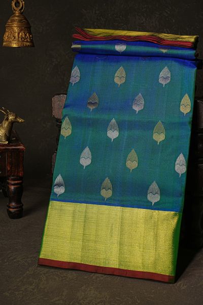 Venkatagiri Silk Peacock Blue Saree