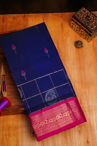 Kuppadam Sico Navy Blue Saree