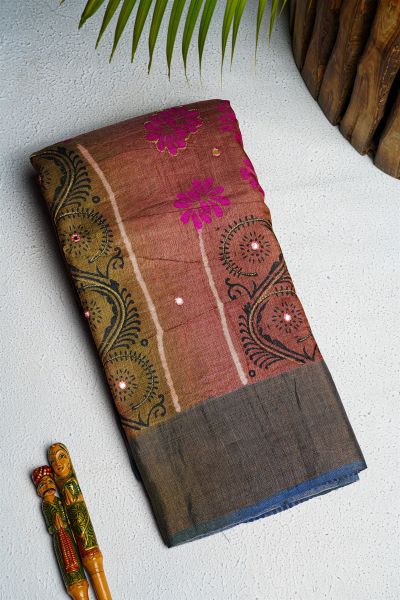 Fancy Tussar Multi Colour Saree