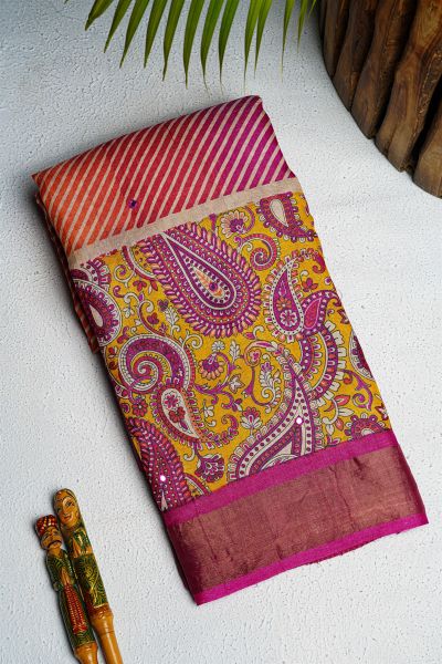Fancy Tussar Multi Colour Saree