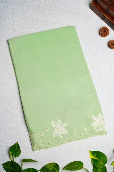 Designer Crepe Pista Green Saree