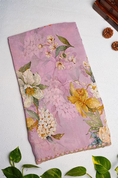 Designer Crepe Lavender Saree