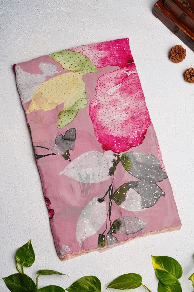 Designer Organza Pink Saree