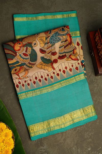 Kalamkari Silk Cream Saree