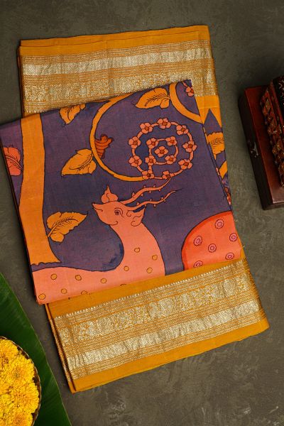 Kalamkari Silk Lavender Saree