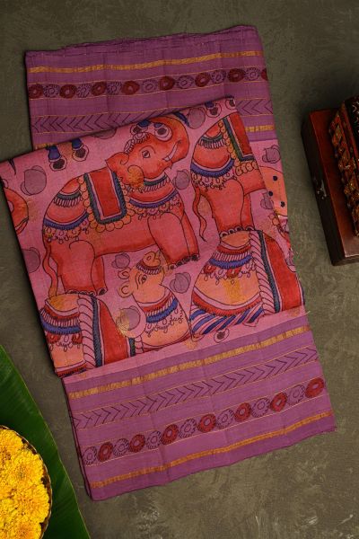 Kalamkari Silk Lavender Saree