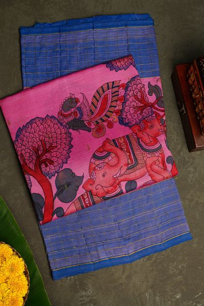 Kalamkari Silk Pink Saree